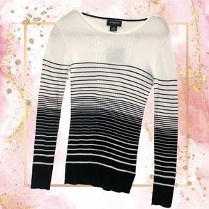 NWT Liz Clairborne Sweater Womens Size Medium M - Black & White Ribbed Stripe